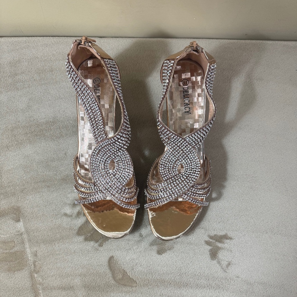 Olivia K Women's Open Toe Strappy Rhinestone Dressy Sandal Low Heel